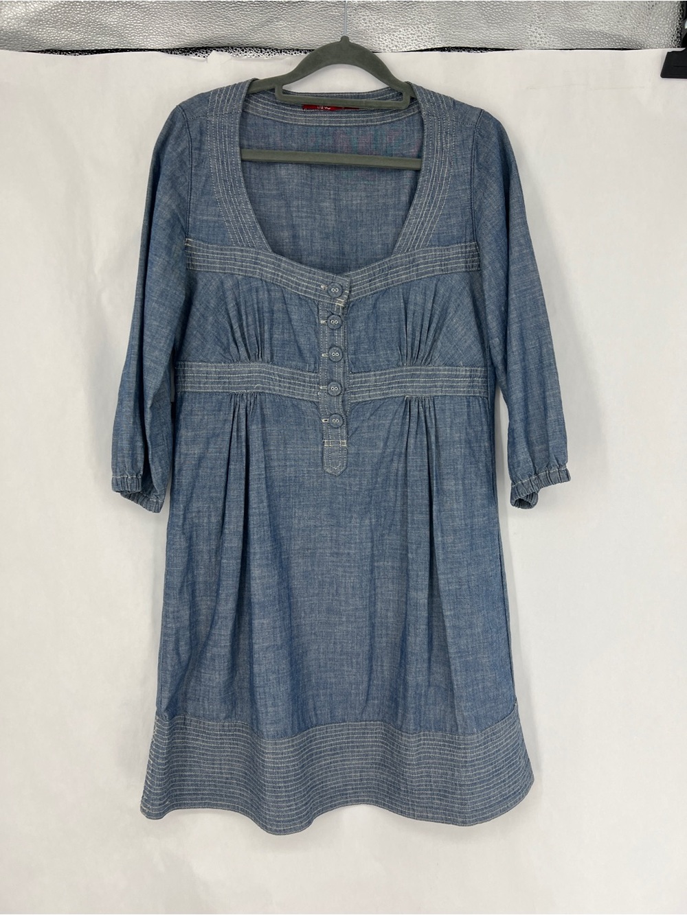 LTB Chambray Blue Denim-Style Cotton Tunic Dress